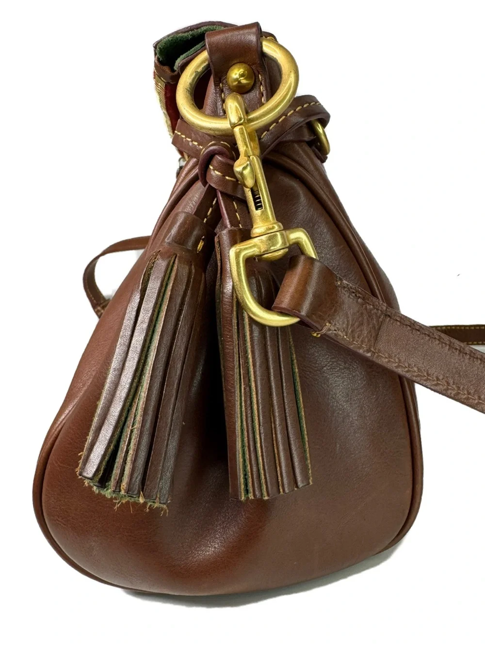 Dooney & Bourke DB Walnut Brown Florentine Leather Fold Over Crossbody Bag